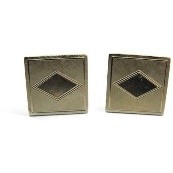 Foster Sterling Silver 925 Vintage Cufflinks Diamond-Cut Center Shirt Tux - Picture 1 of 11